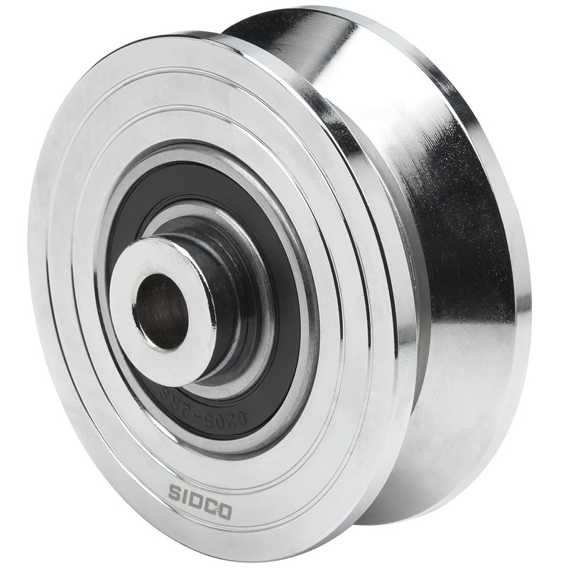 Sidco Supply 3.5 Inch V-Groove Wheel - Solid Steel - Heavy Duty - Inverted V Shape Wheel for Sliding Gates - Image 1